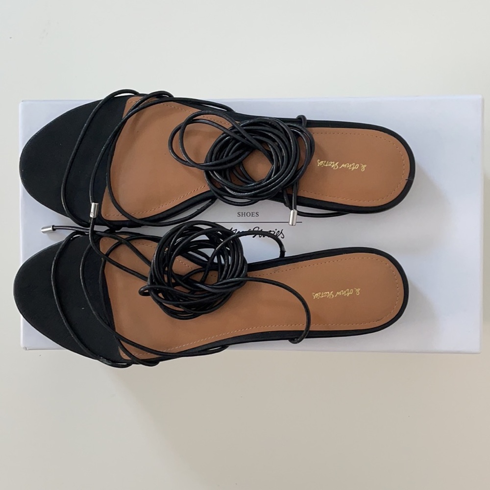 & Other Stories Leather Lace Up Sandals Black
